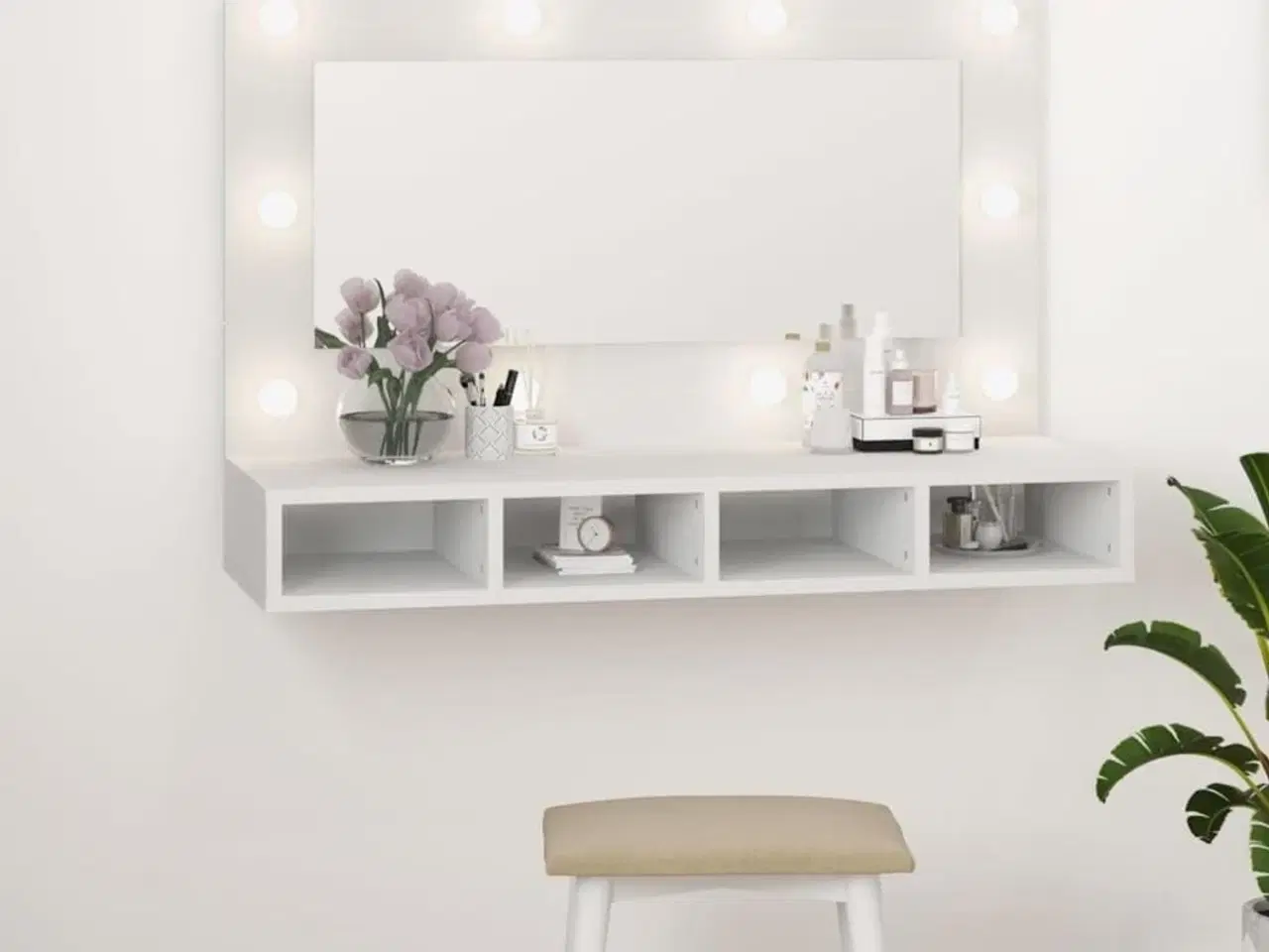 Billede 1 - Spejlskab med LED-lys 90x31,5x62 cm hvid