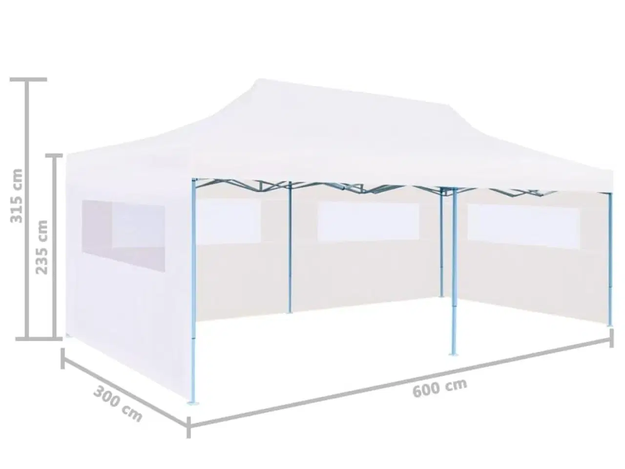 Billede 8 - Pop op-festtelt 3x6 m med sidevægge foldbart stål hvid