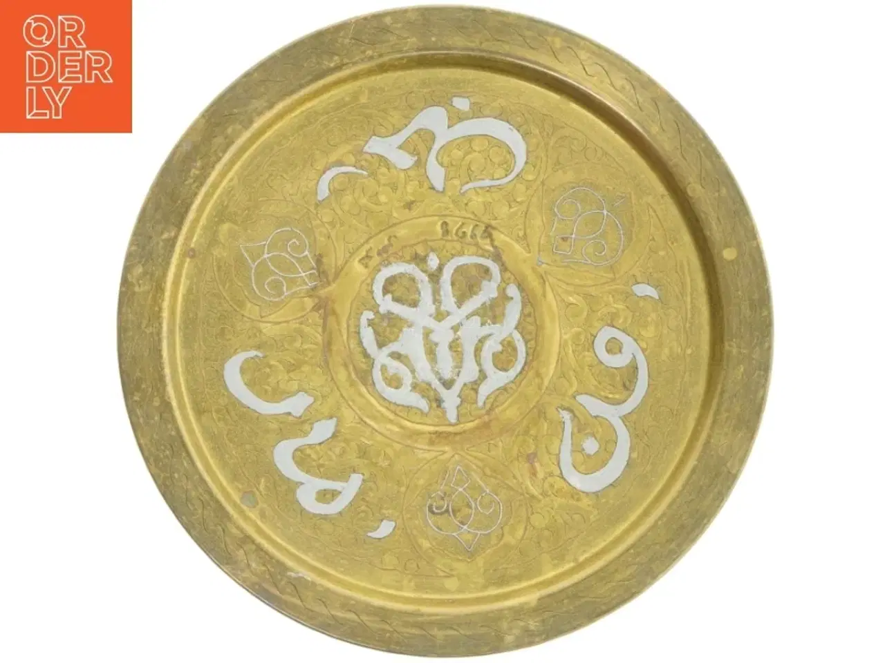 Billede 1 - Graveret messingfad (str. Ø. 39 cm)