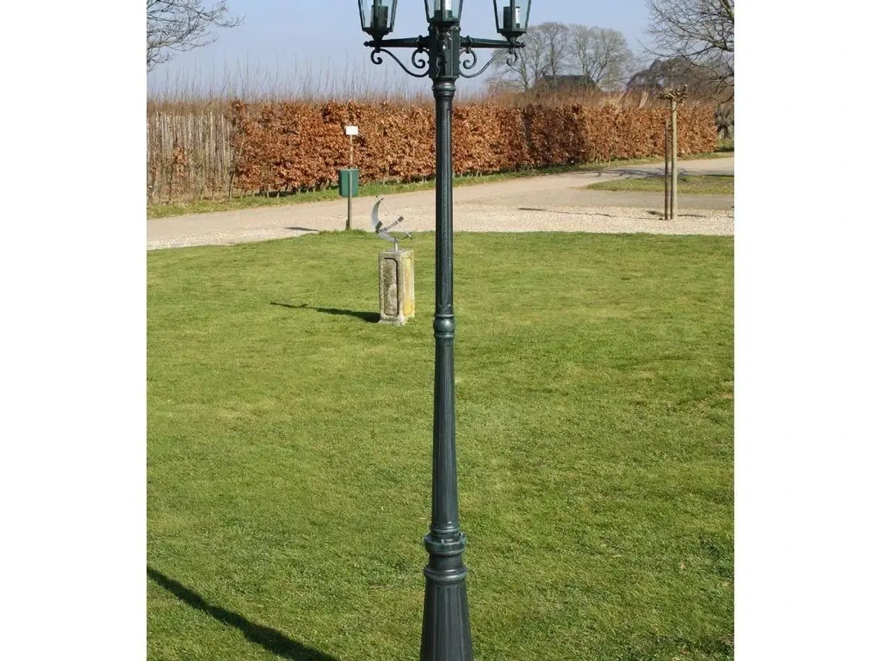 Billede 2 - Lygtepæl med 3 arme 215 cm aluminium mørkegrøn/sort