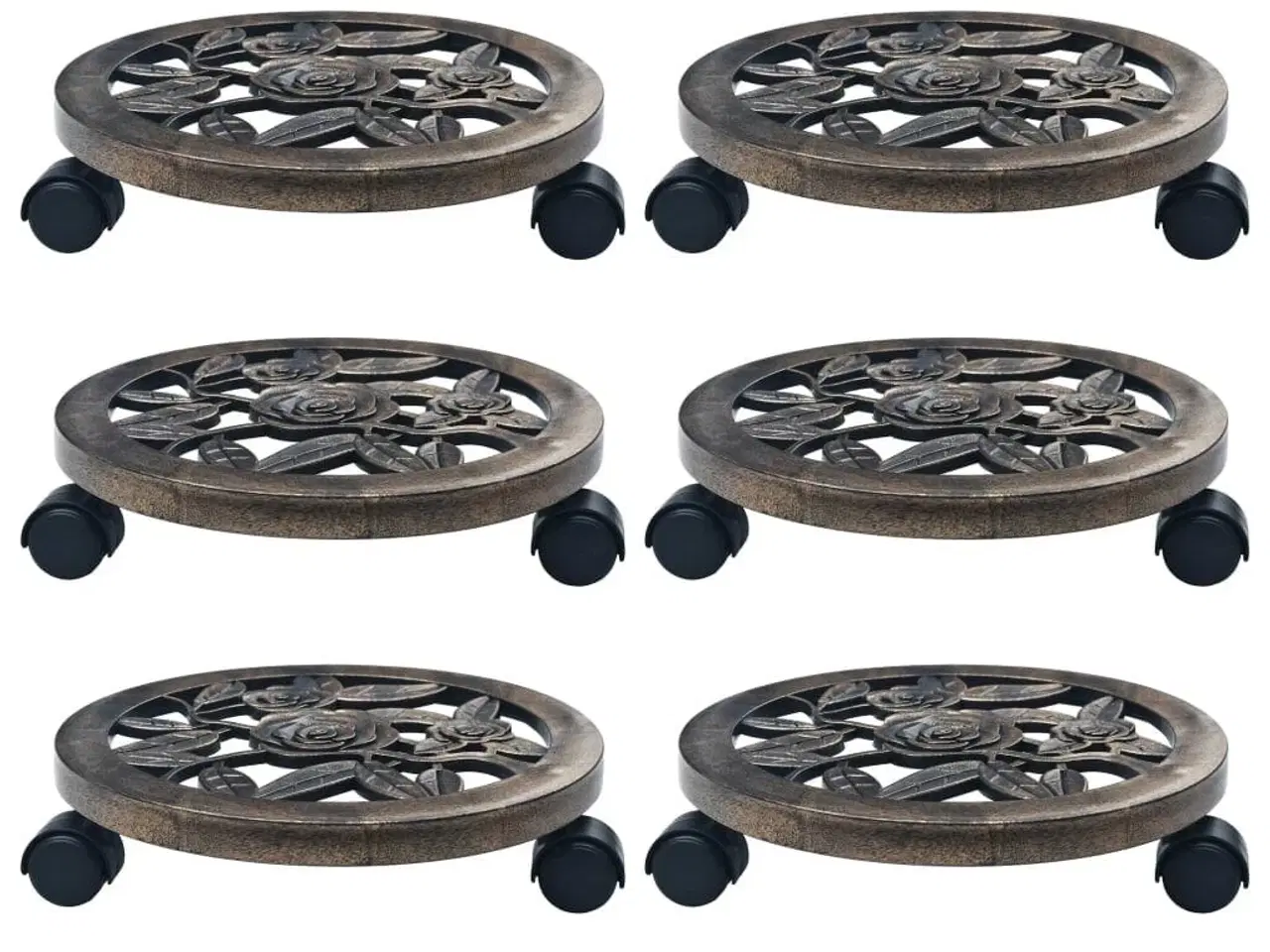 Billede 1 - Plantevogne 6 stk. 30 cm plastik bronzefarvet