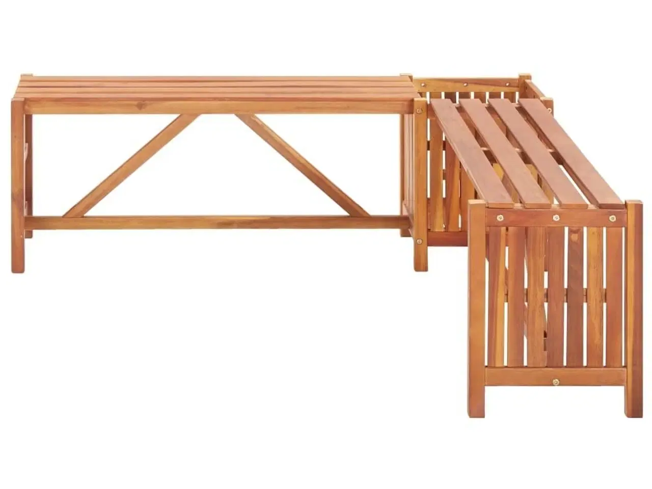 Billede 2 - Hjørnebænk med plantekasse 117x117x40 cm massivt akacietræ