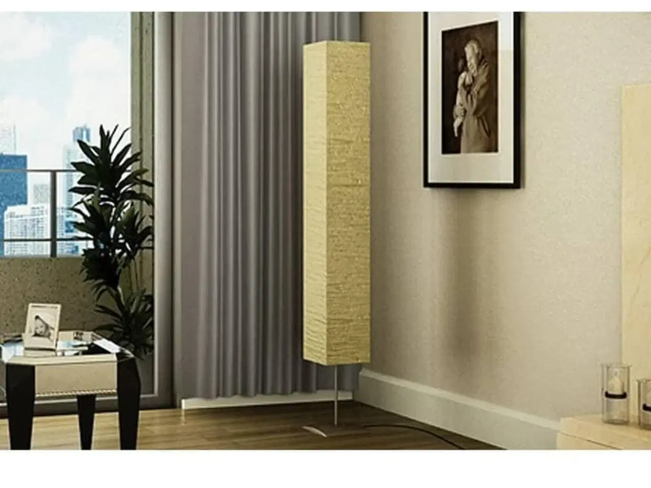Billede 3 - Standerlampe med stålfod 170 cm beige