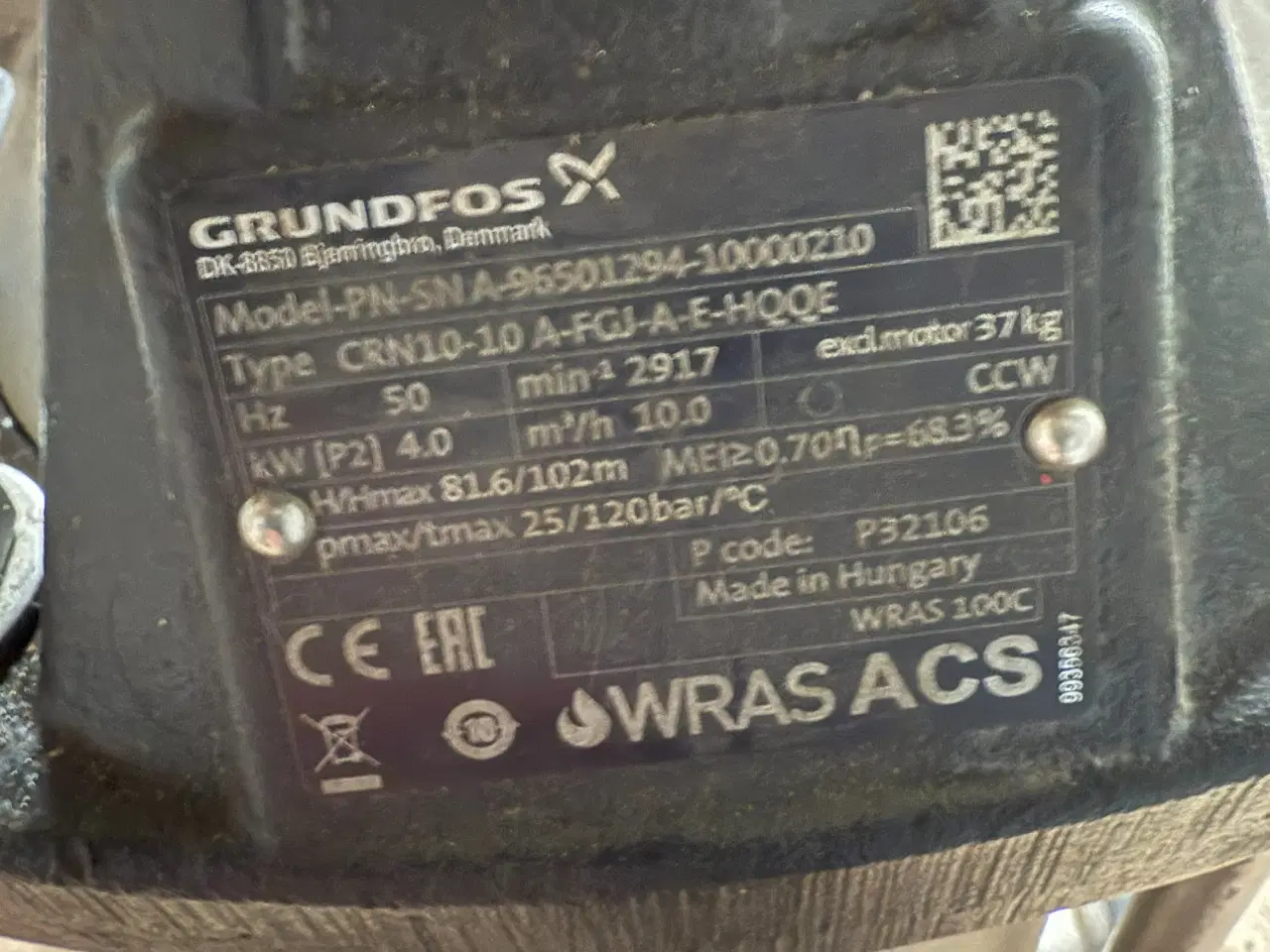 Billede 2 - Grundfos CRN 10-10 A-FGJ-A-E-HQQE 4kW Rustfri