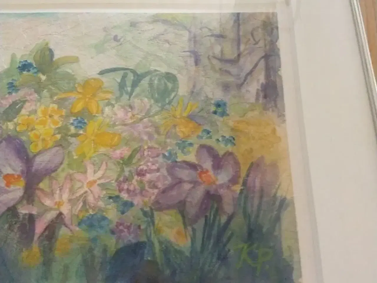 Billede 4 - Indrammet blomstertryk - KP