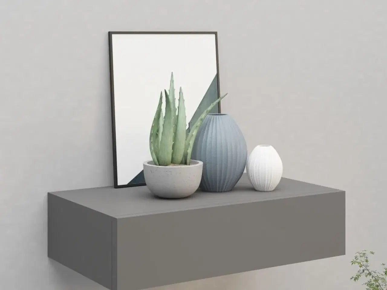 Billede 1 - Væghylde med skuffe 40x23,5x10 cm MDF grå