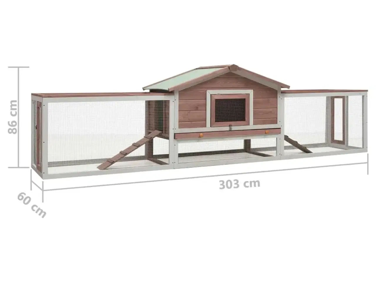 Billede 8 - Kaninbur 310x70x87 cm massivt fyrre- og grantræ mokkafarvet