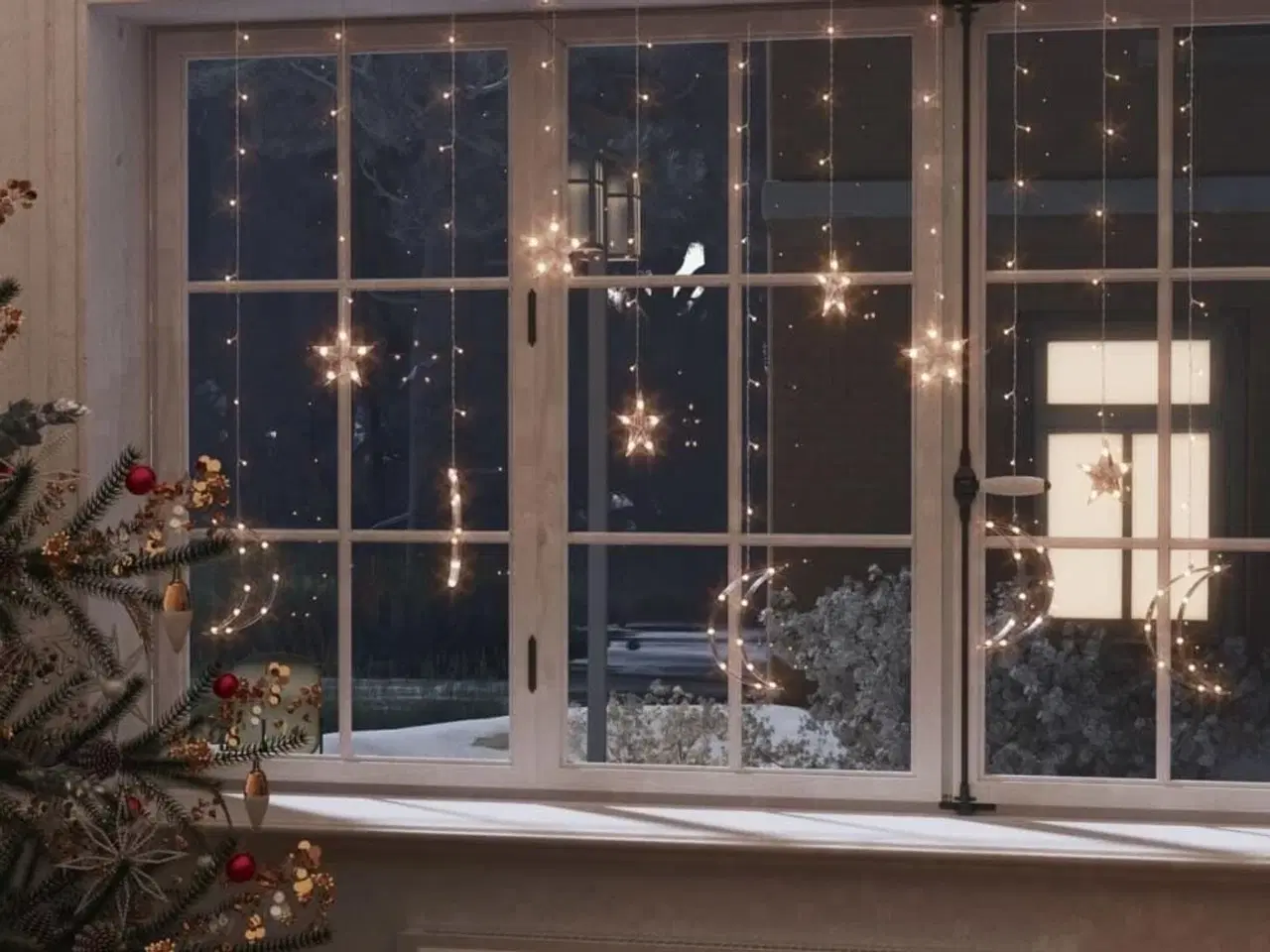 Billede 1 - Fairy lights-lyskæder stjerne og måne 138 LED'er varm hvid