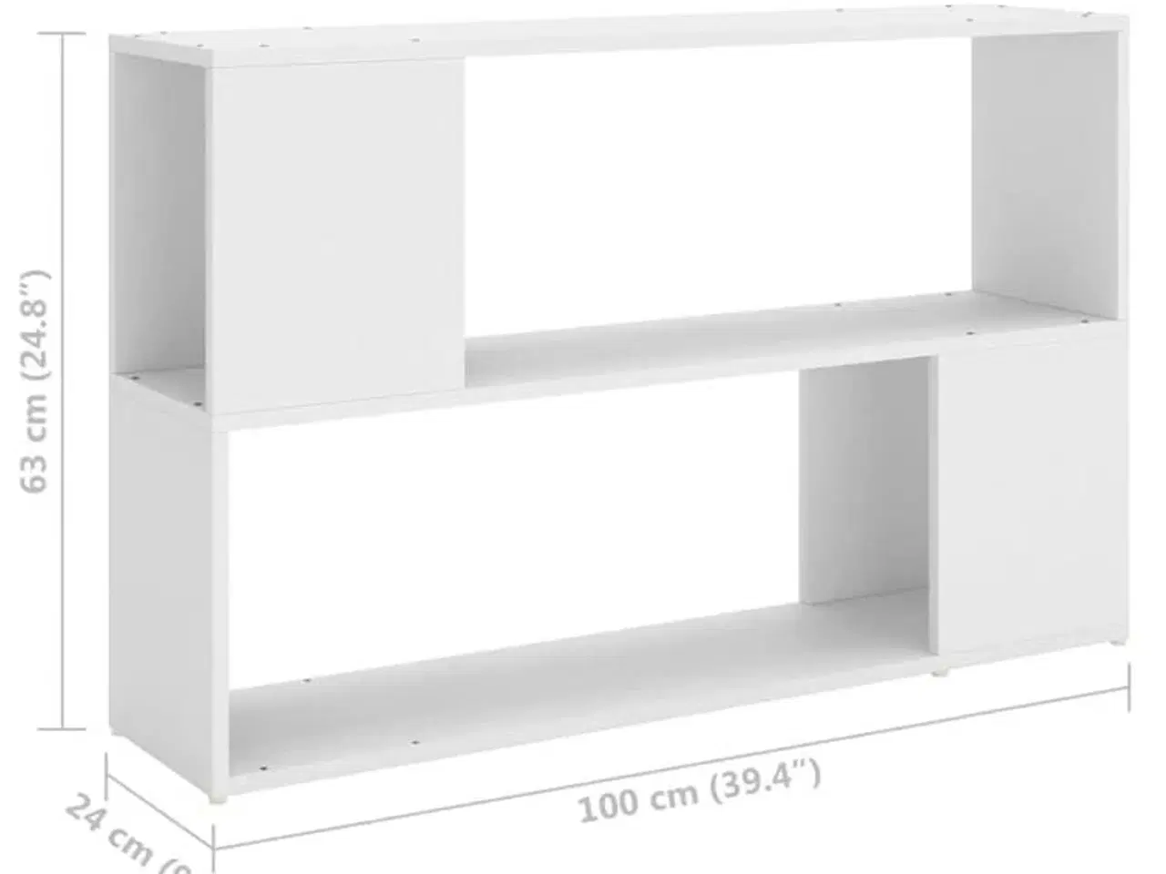 Billede 8 - Bogreol 100x24x63 cm konstrueret træ hvid
