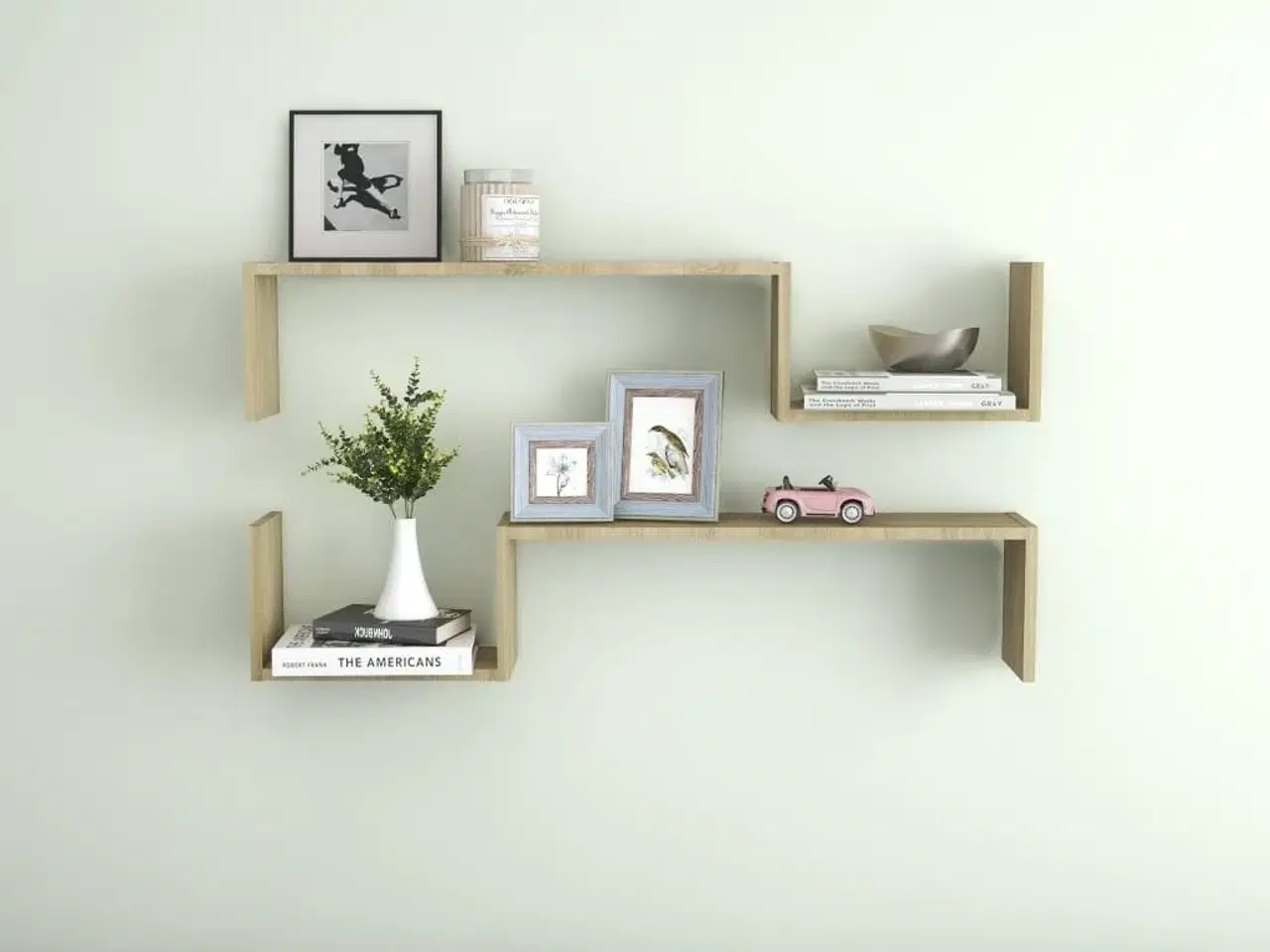 Billede 1 - Væghylder 2 stk. 100x15x20 cm konstrueret træ sonoma-eg