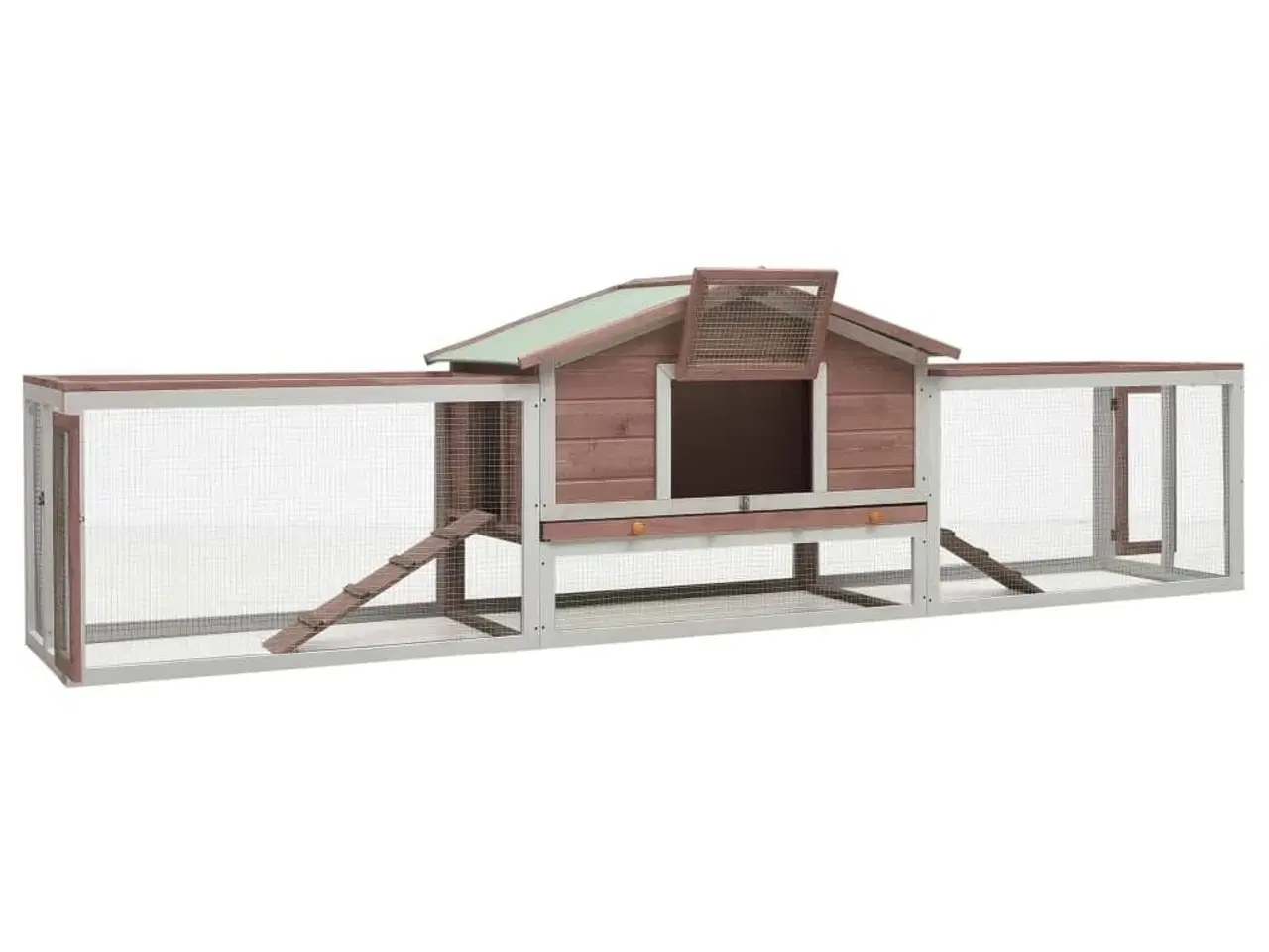 Billede 3 - Kaninbur 310x70x87 cm massivt fyrre- og grantræ mokkafarvet