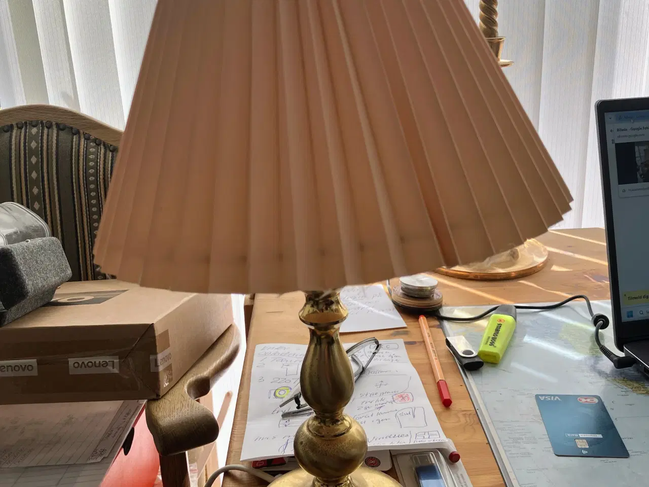 Billede 1 - Bordlampe i messing