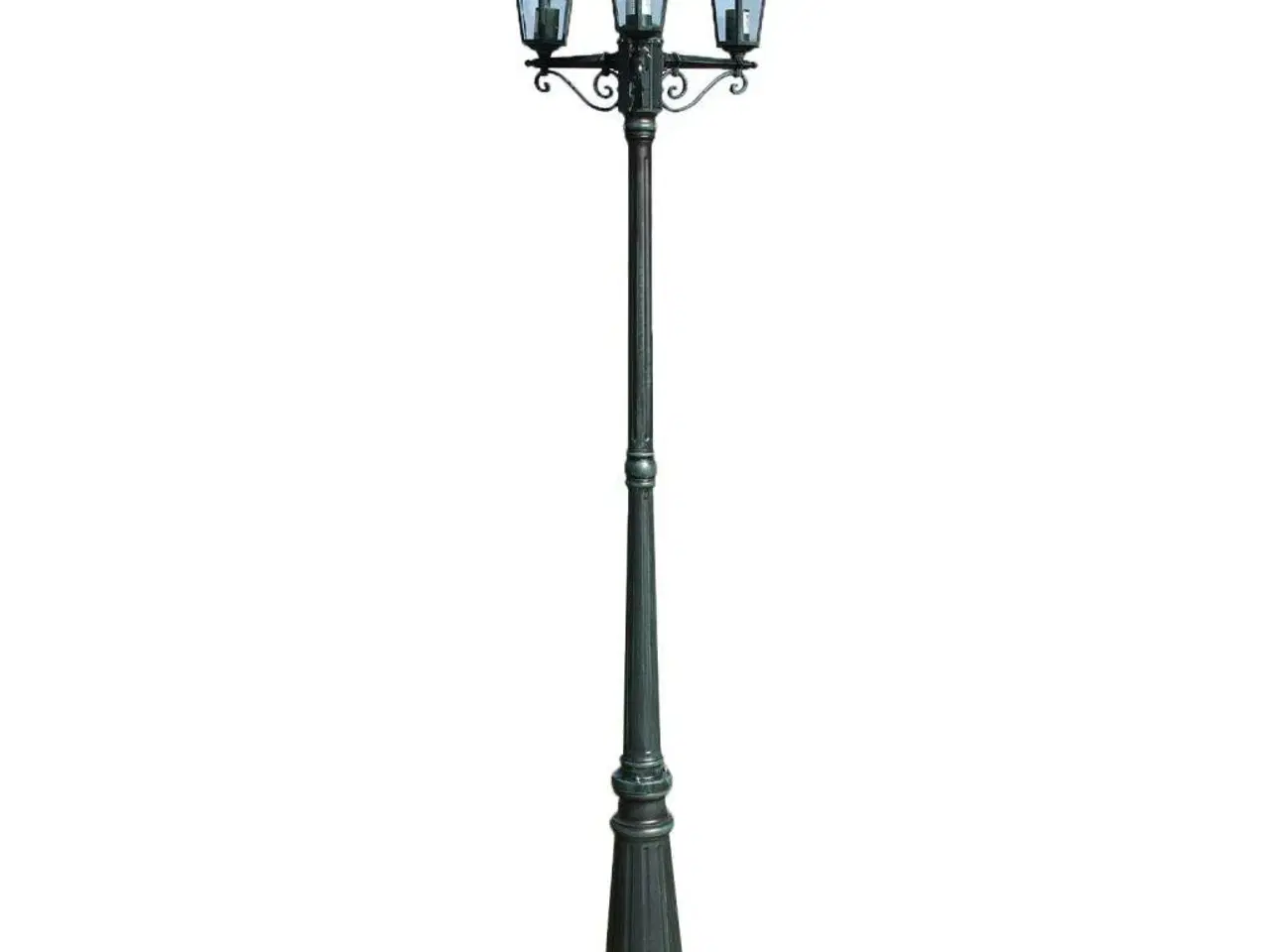 Billede 1 - Lygtepæl med 3 arme 215 cm aluminium mørkegrøn/sort