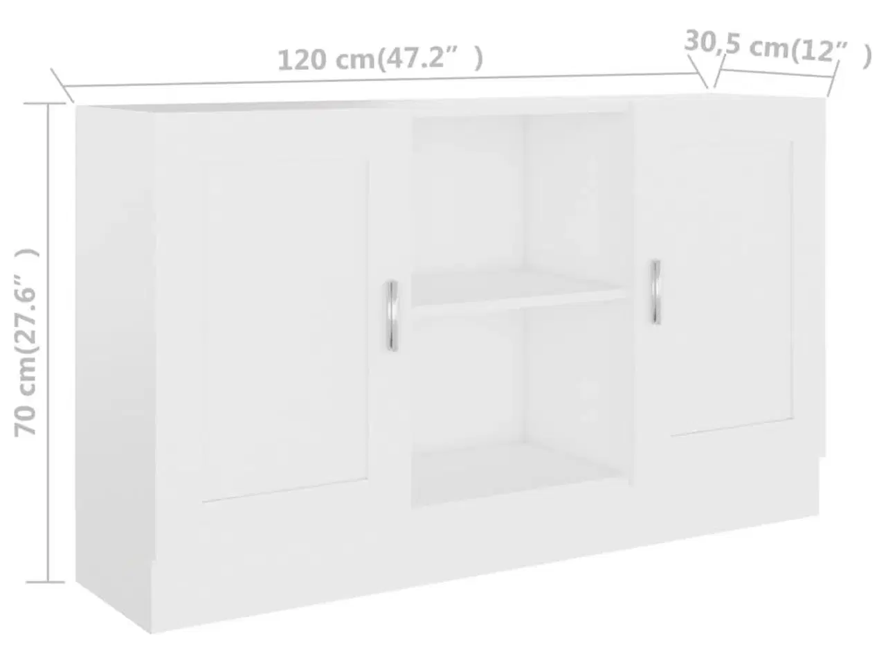 Billede 8 - Skænk 120x30,5x70 cm konstrueret træ hvid