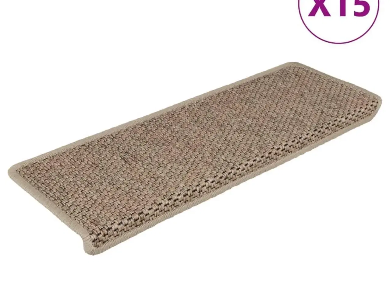 Billede 2 - Selvklæbende trappemåtter 15stk. 65x21x4cm sisal-look sandfarve