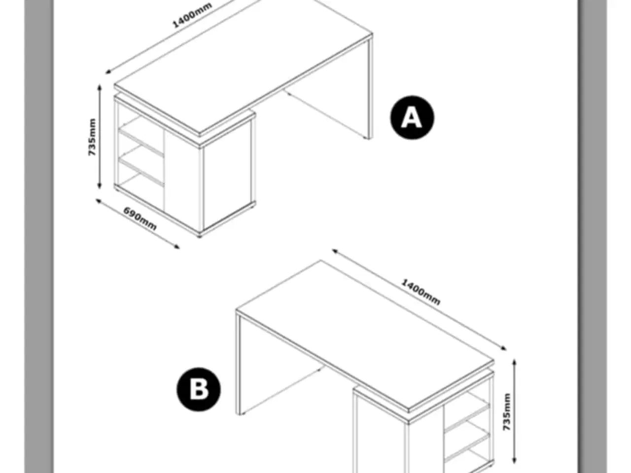 Billede 1 - Skrivebord med indbygget skab 
