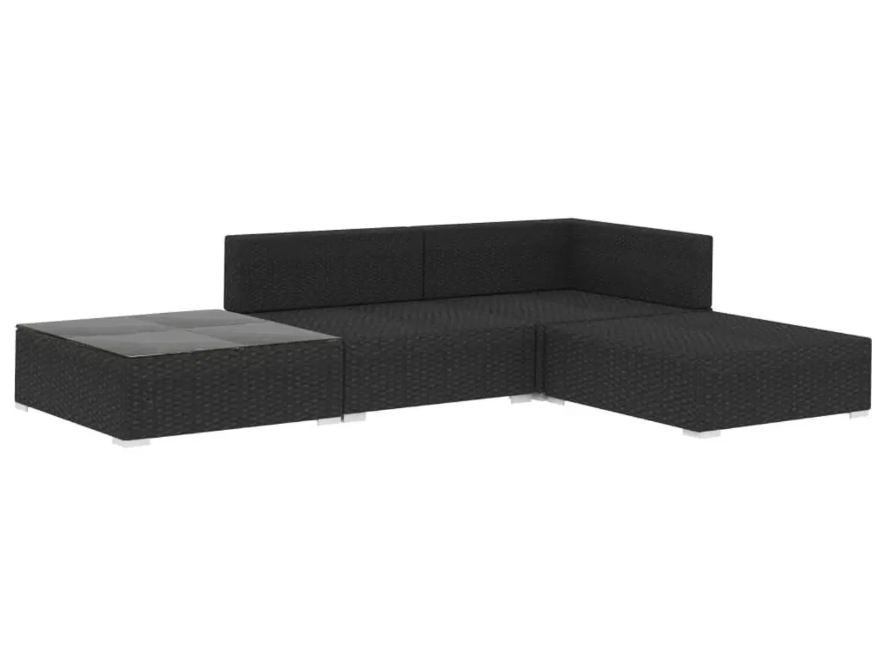 Billede 3 - Haveloungesæt 4 dele med hynder polyrattan sort