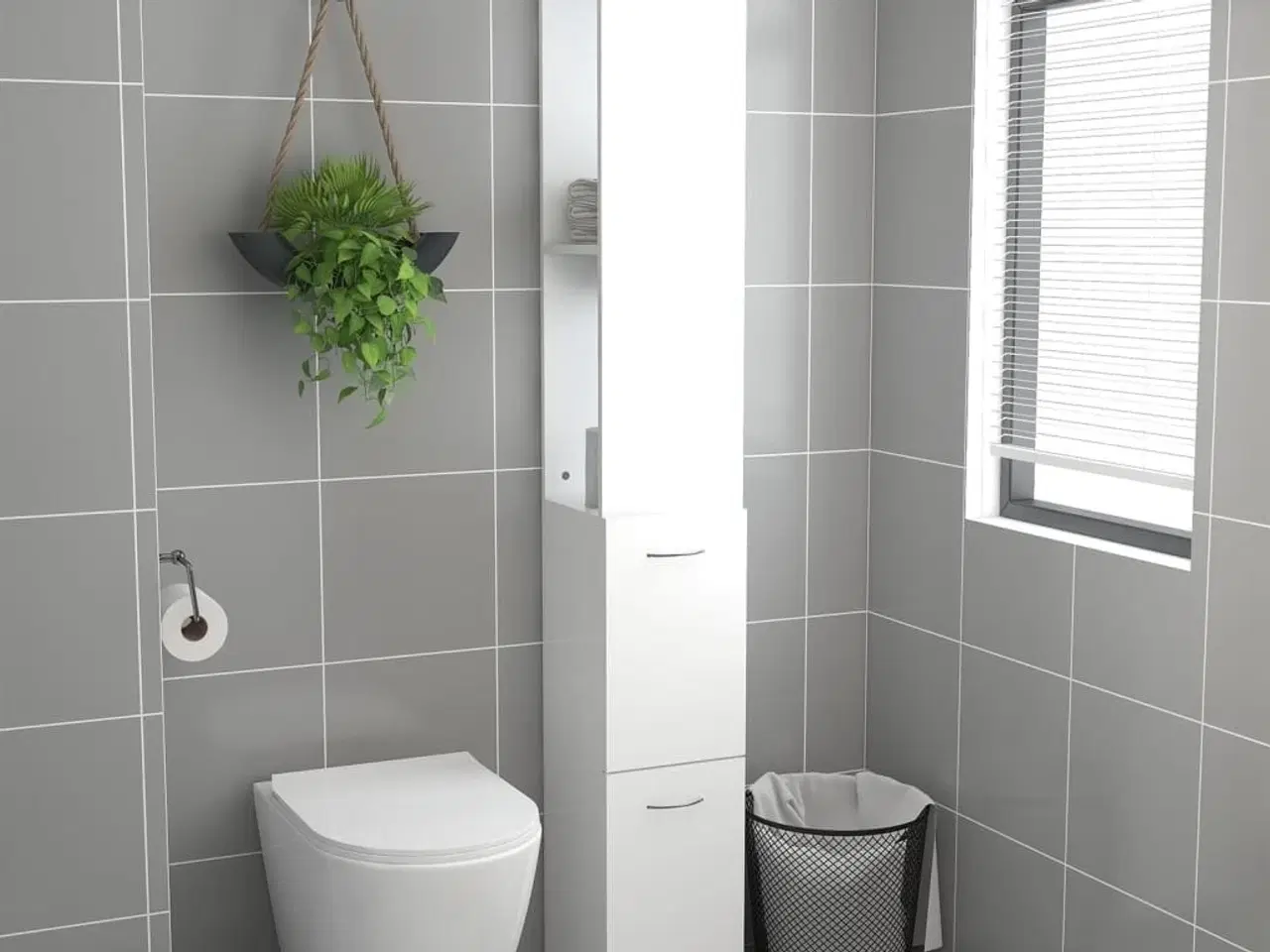 Billede 3 - Badeværelsesskab 25x26,5x170 cm konstrueret træ hvid
