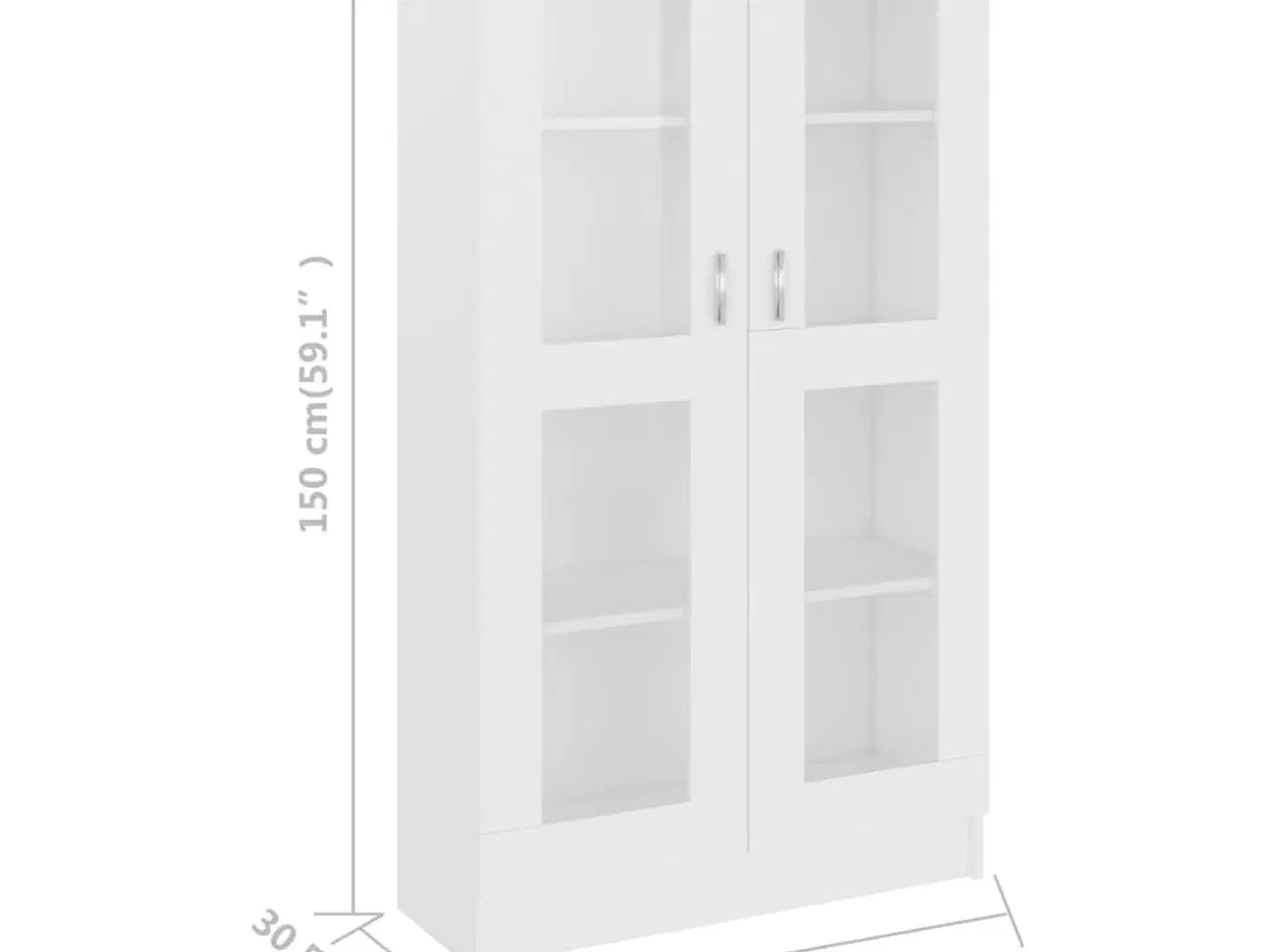 Billede 8 - Vitrineskab 82,5x30,5x150 cm konstrueret træ hvid