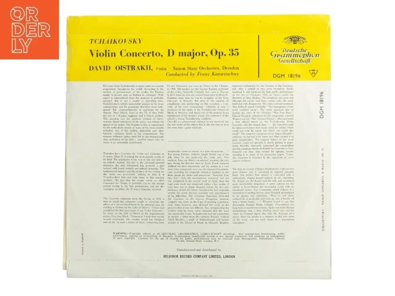 Billede 4 - Tjajkovskij Violinkoncert D-dur Op. 35 Vinyl (str. 31 x 31 cm)