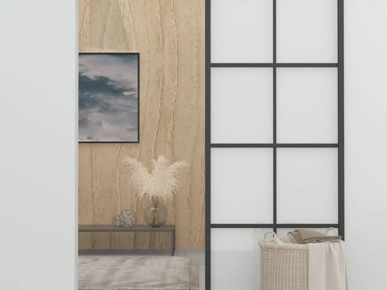 Billede 3 - Skydedør 90x205 cm sikkerhedsglas og aluminium sort