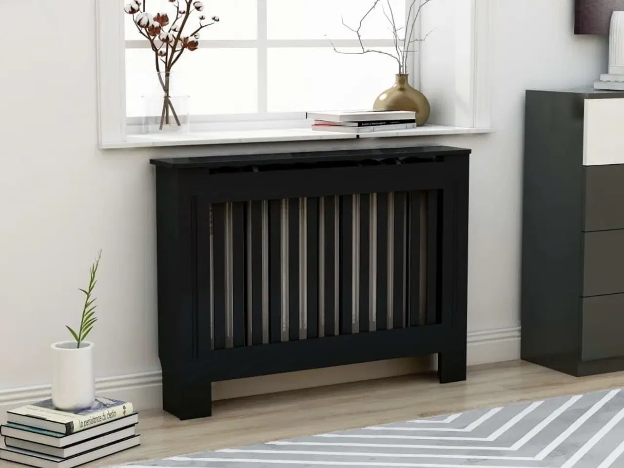 Billede 1 - Radiatorskjuler 112x19x81,5 cm MDF sort