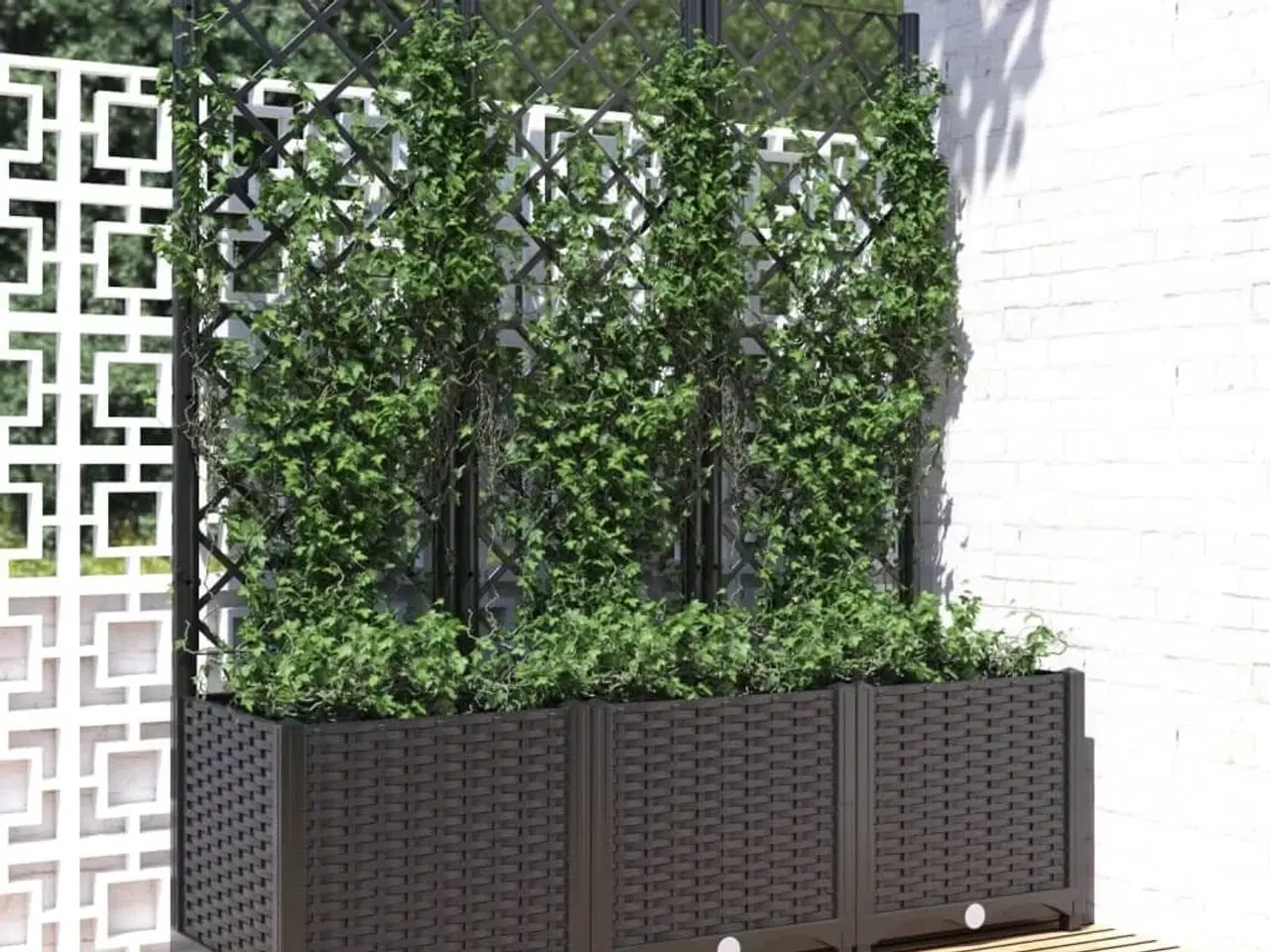 Billede 1 - Plantekasse med espalier 120x40x136 cm PP sort