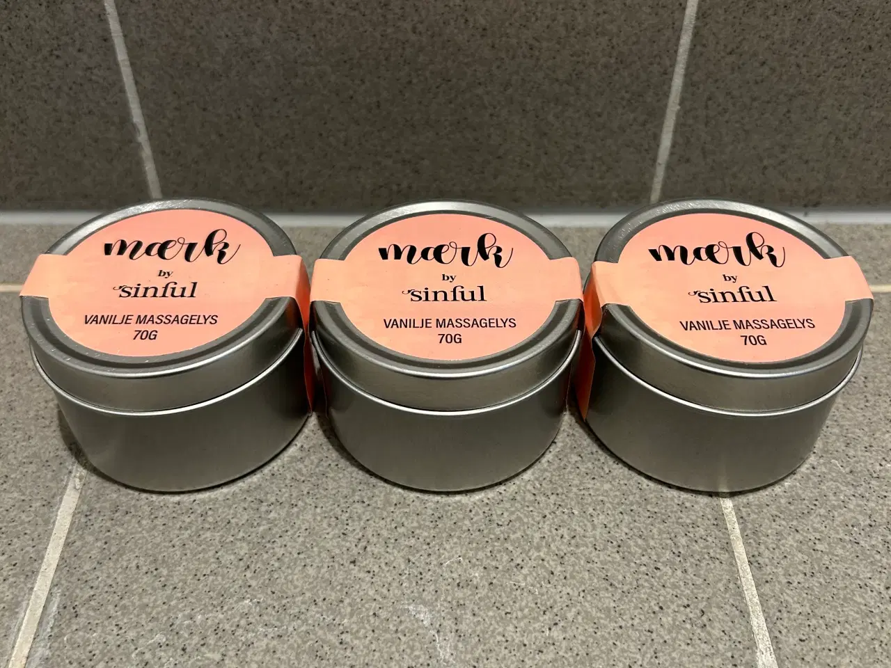 Billede 1 - Tre lækre Sinful vanilje massagelys, aldrig åbnet!