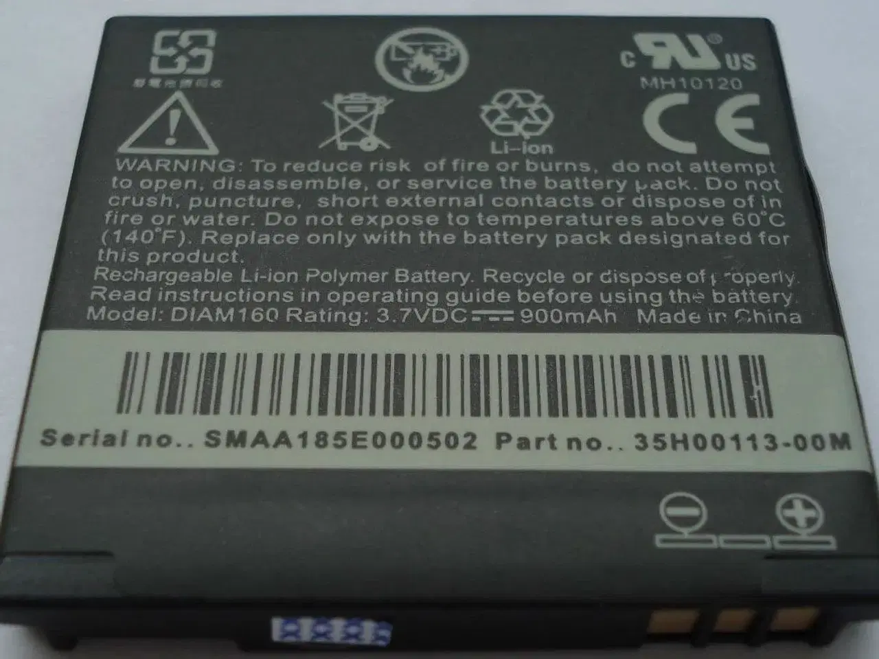 Billede 2 - Originalt hTC DIAM160 batteri 3,7V og 900 mAh