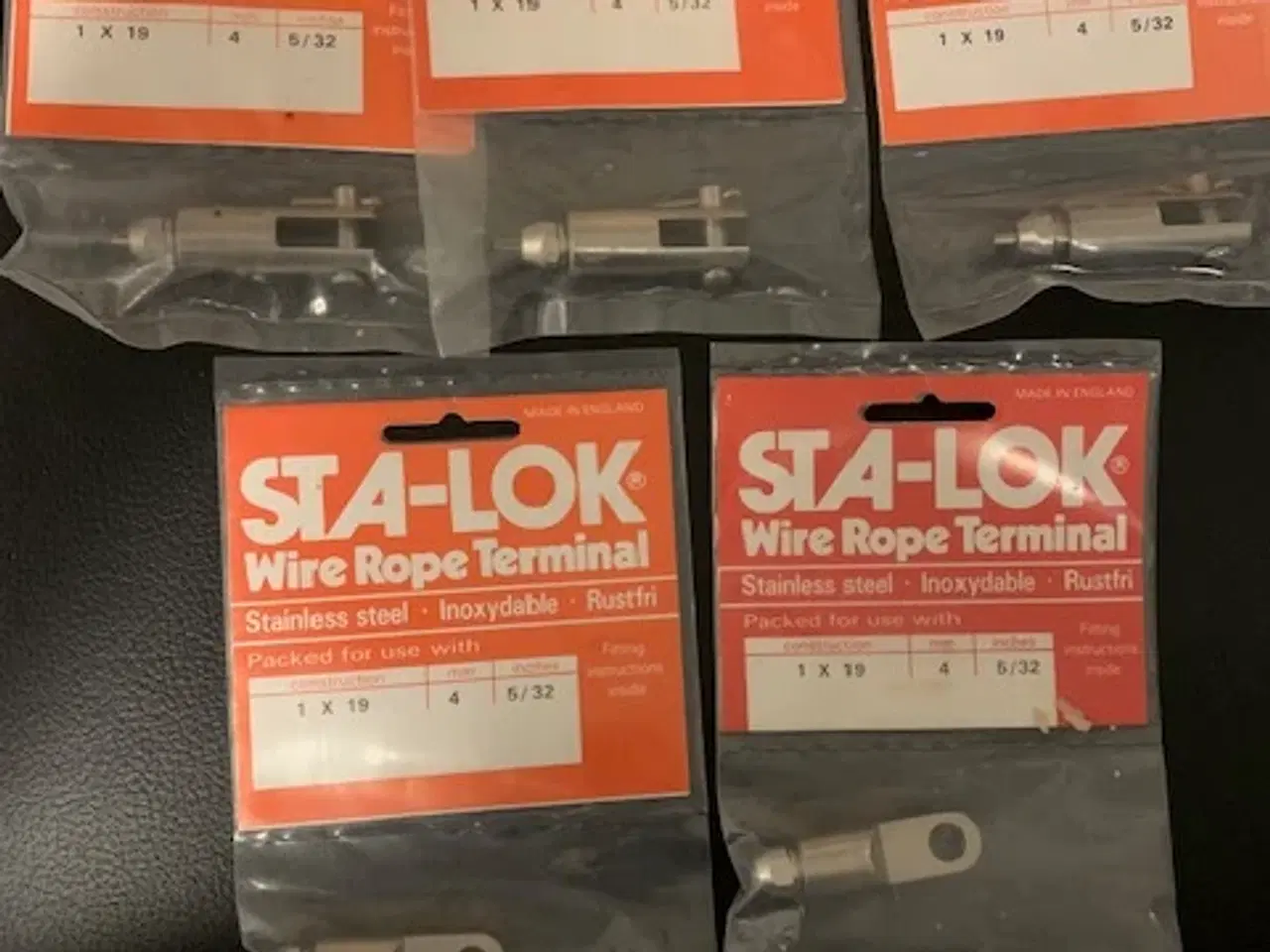 Billede 1 - 5 stk  4 mm Sta-Lok terminaler: 3 stk Sta-Lok gaff