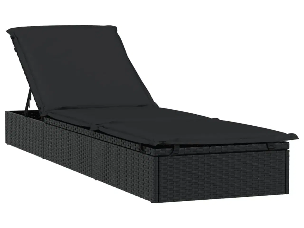 Billede 2 - Liggestol 1 stk. med hynde 201x55x62 cm polyrattan sort