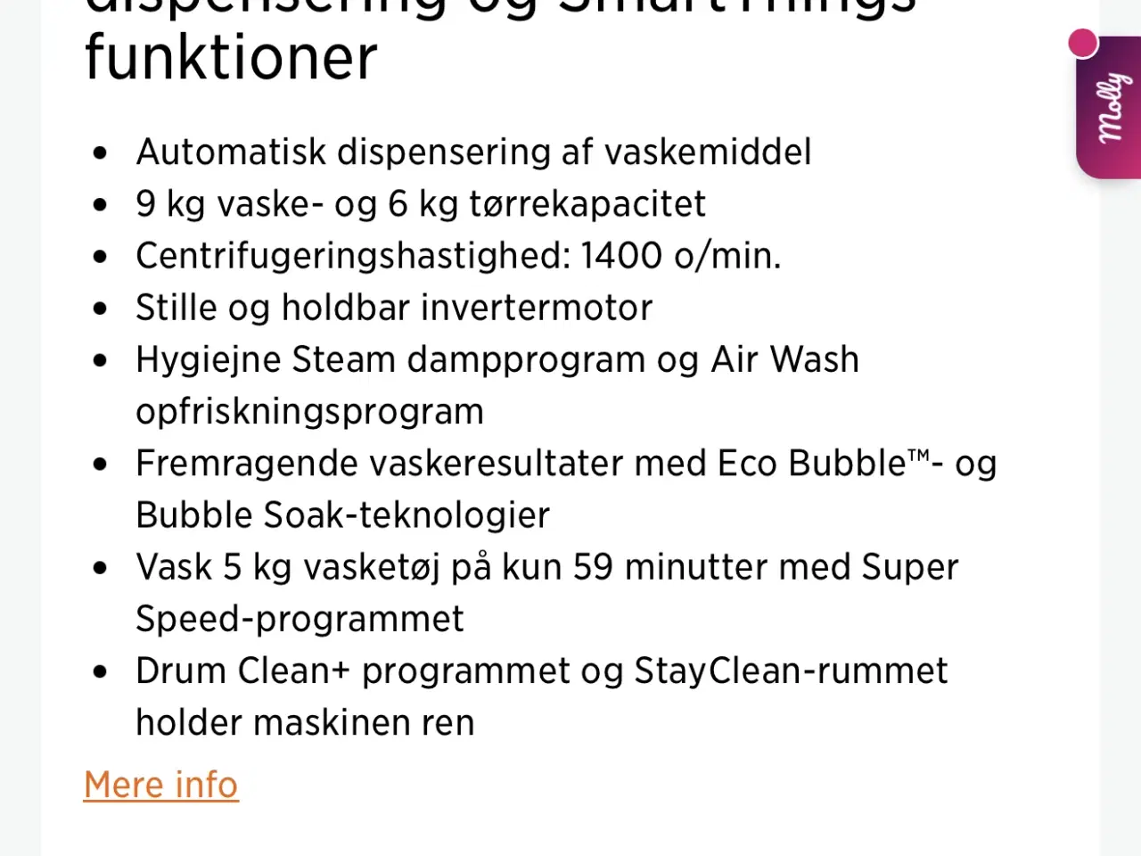 Billede 3 - Samsung vaske/tørremaskine 9/6kg 