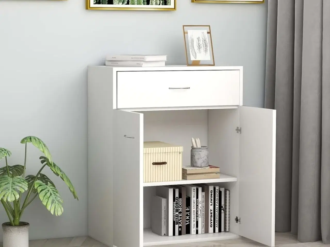 Billede 3 - Skænk 60x30x75 cm konstrueret træ hvid