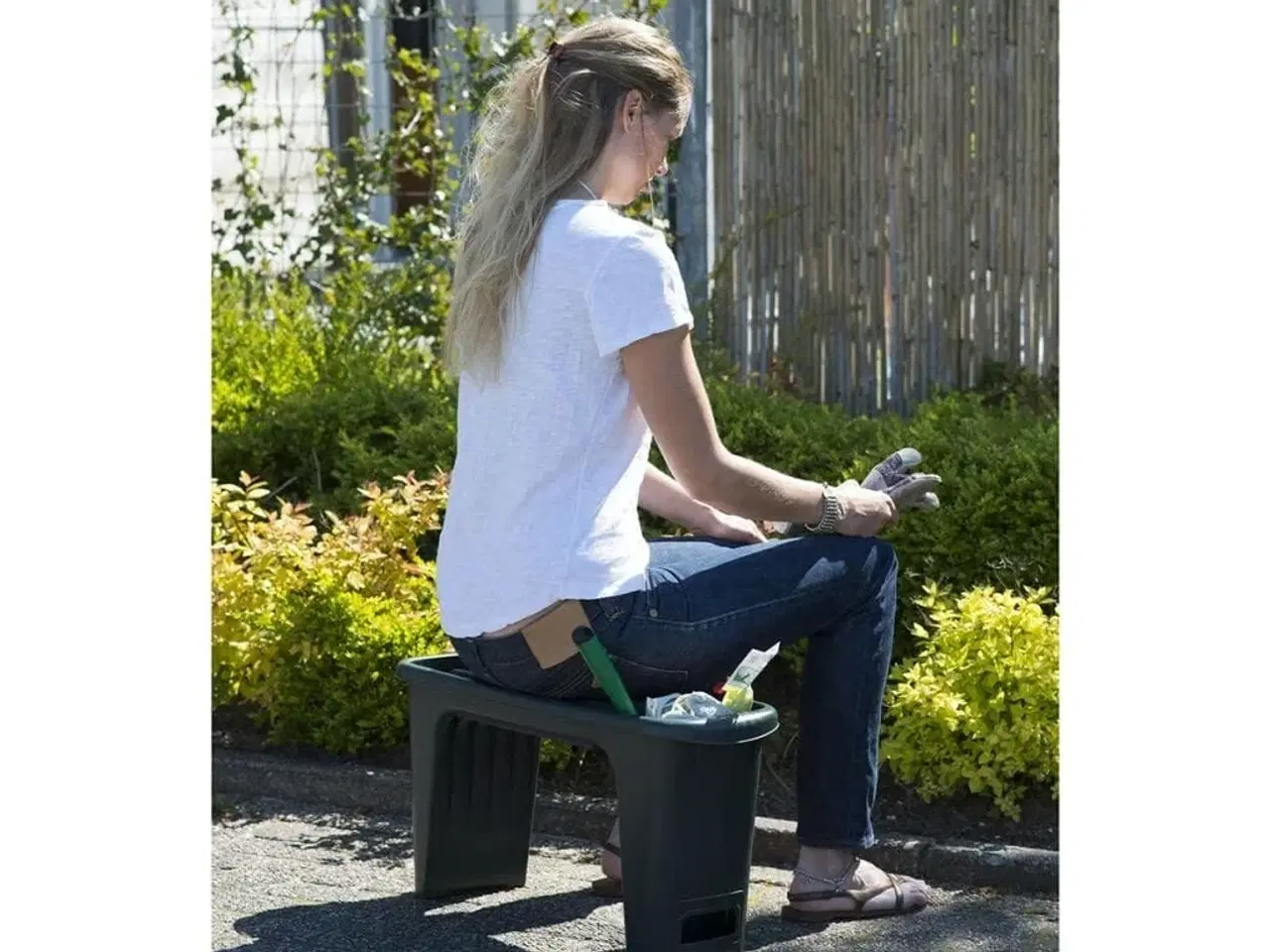 Billede 3 - Nature 2-i-1 skammel til havearbejde 65,5 x 25 x 34 cm grøn