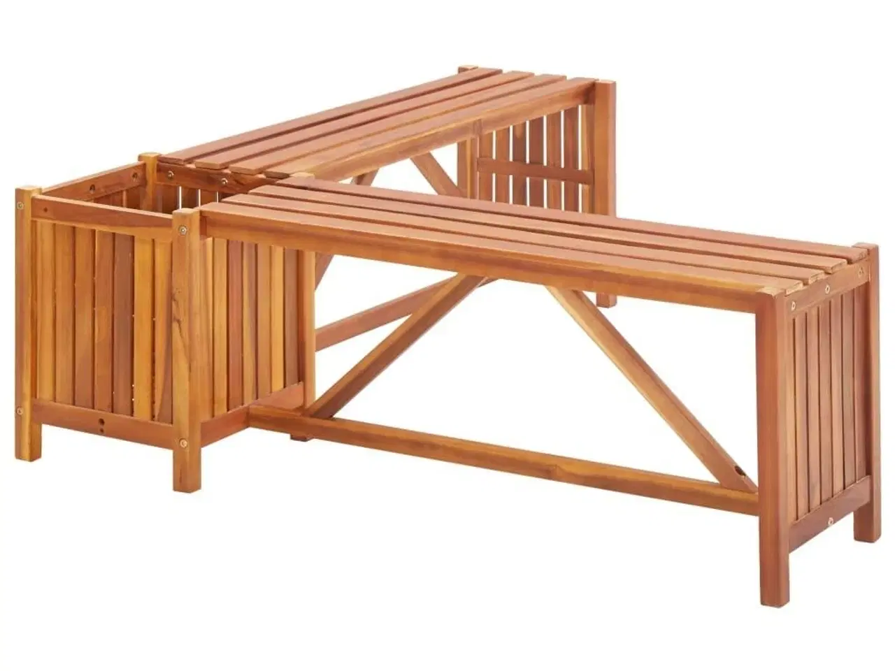 Billede 3 - Hjørnebænk med plantekasse 117x117x40 cm massivt akacietræ