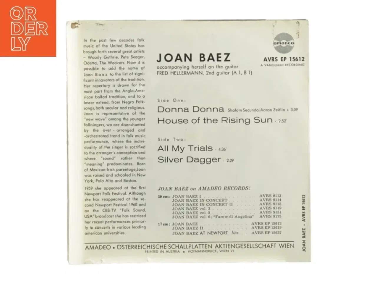 Billede 3 - Joan Baez vinyl EP (str. 18 x 18 cm)