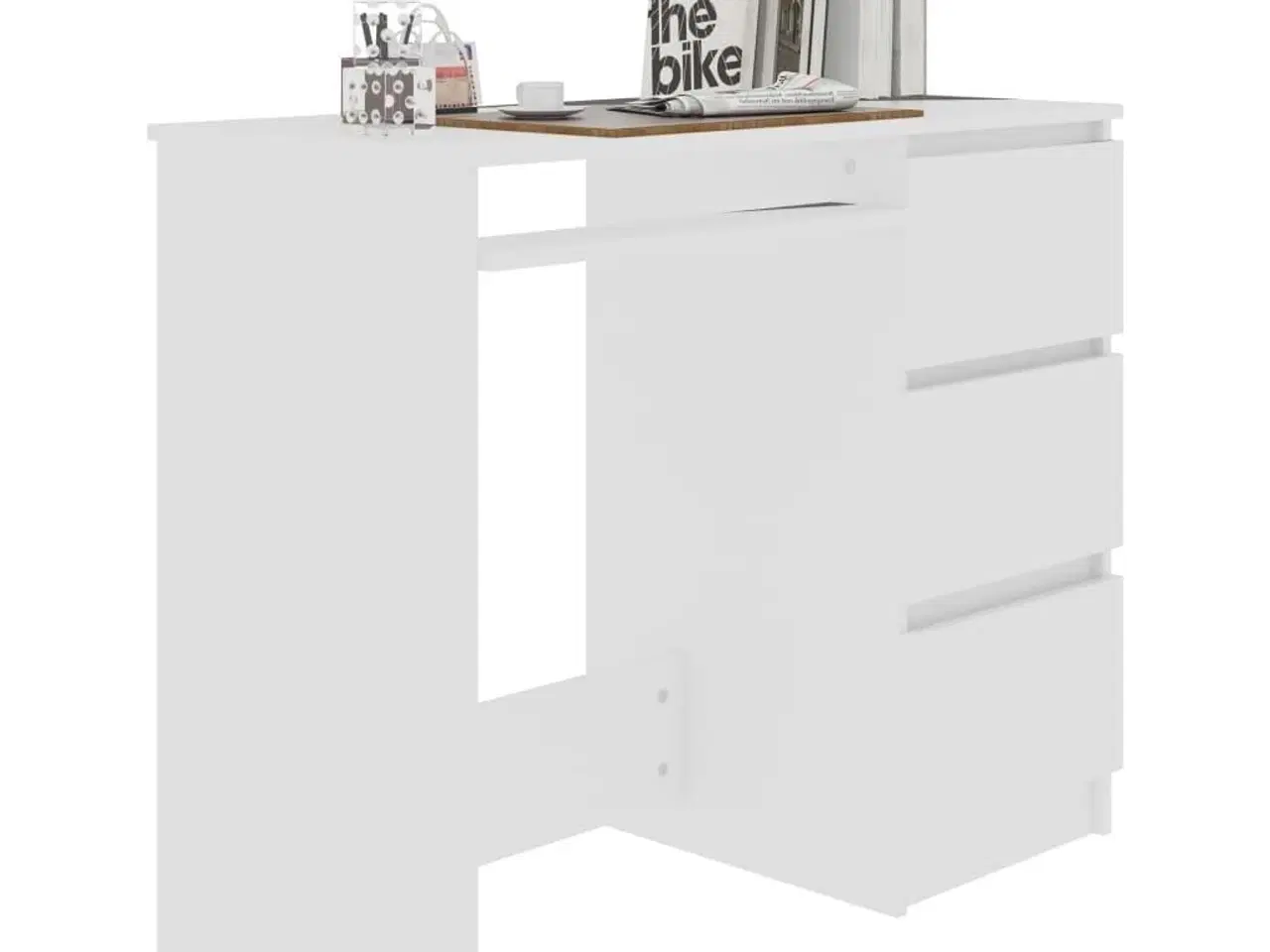 Billede 3 - Skrivebord 90x45x76 cm konstrueret træ hvid