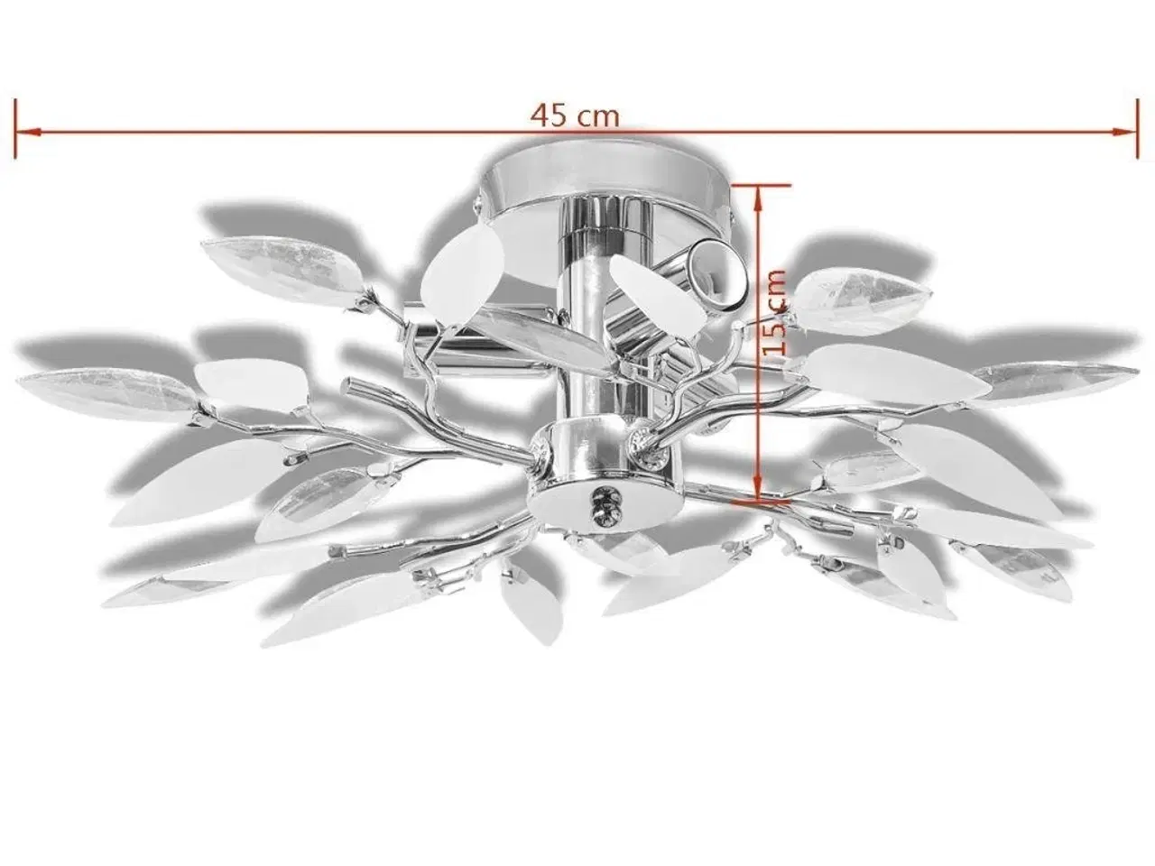 Billede 6 - Loftslampe akrylkrystal 3 E14-pærer hvid og transparent