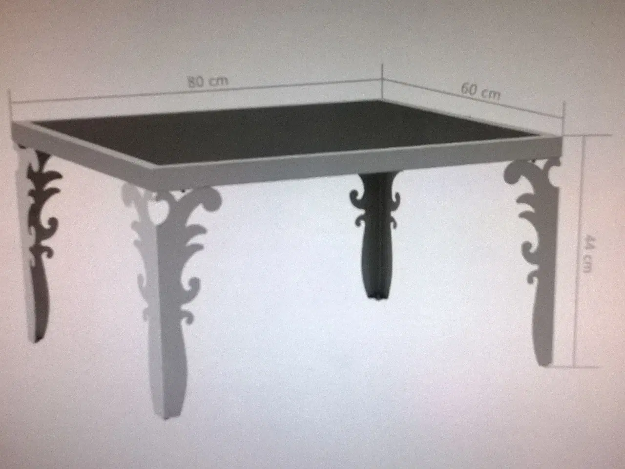 Billede 2 -  Nyt sofabord i  rustfrit spejlstål og sort glas 