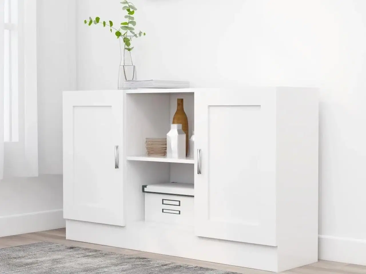 Billede 1 - Skænk 120x30,5x70 cm konstrueret træ hvid