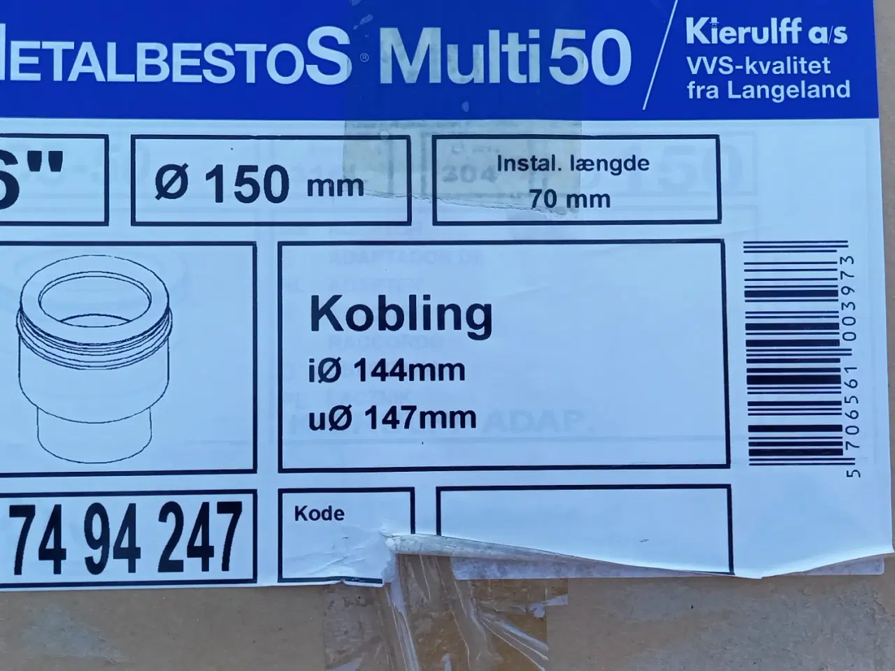 Billede 1 - Skorsten mellem stykke rustfri stål