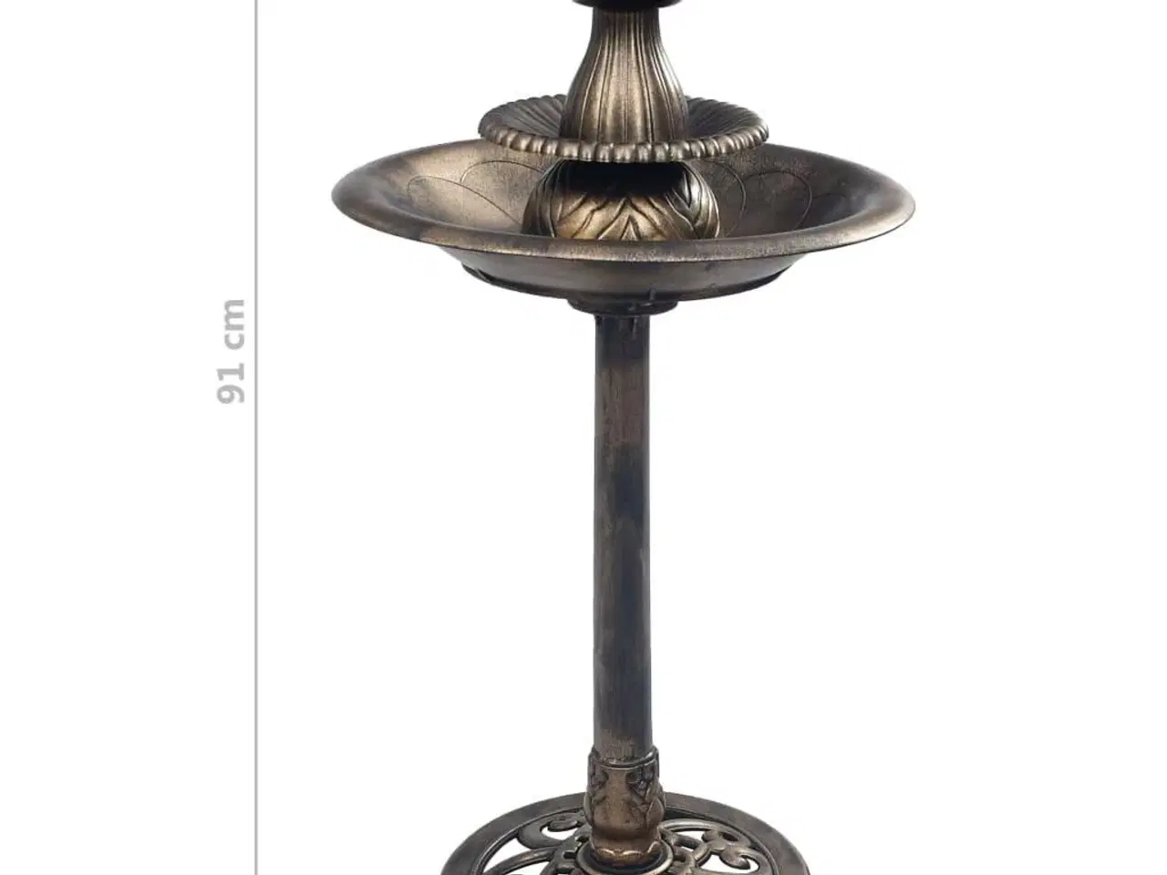 Billede 8 - Fuglebad med springvand 50x91 cm plastik bronzefarvet
