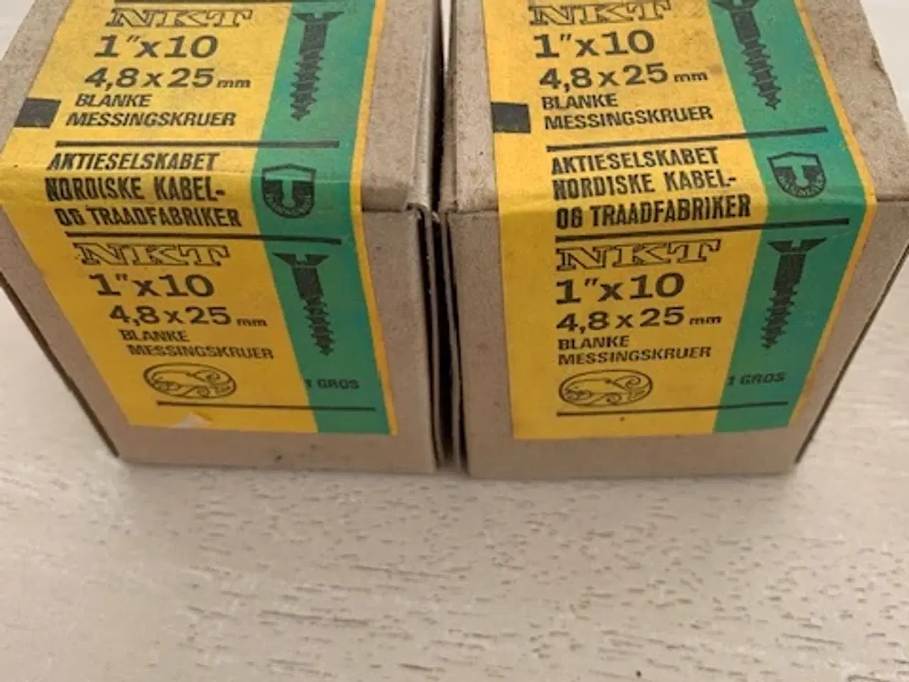 Billede 1 - 2 pakker NKT blanke messingskruer 4,8x25 mm