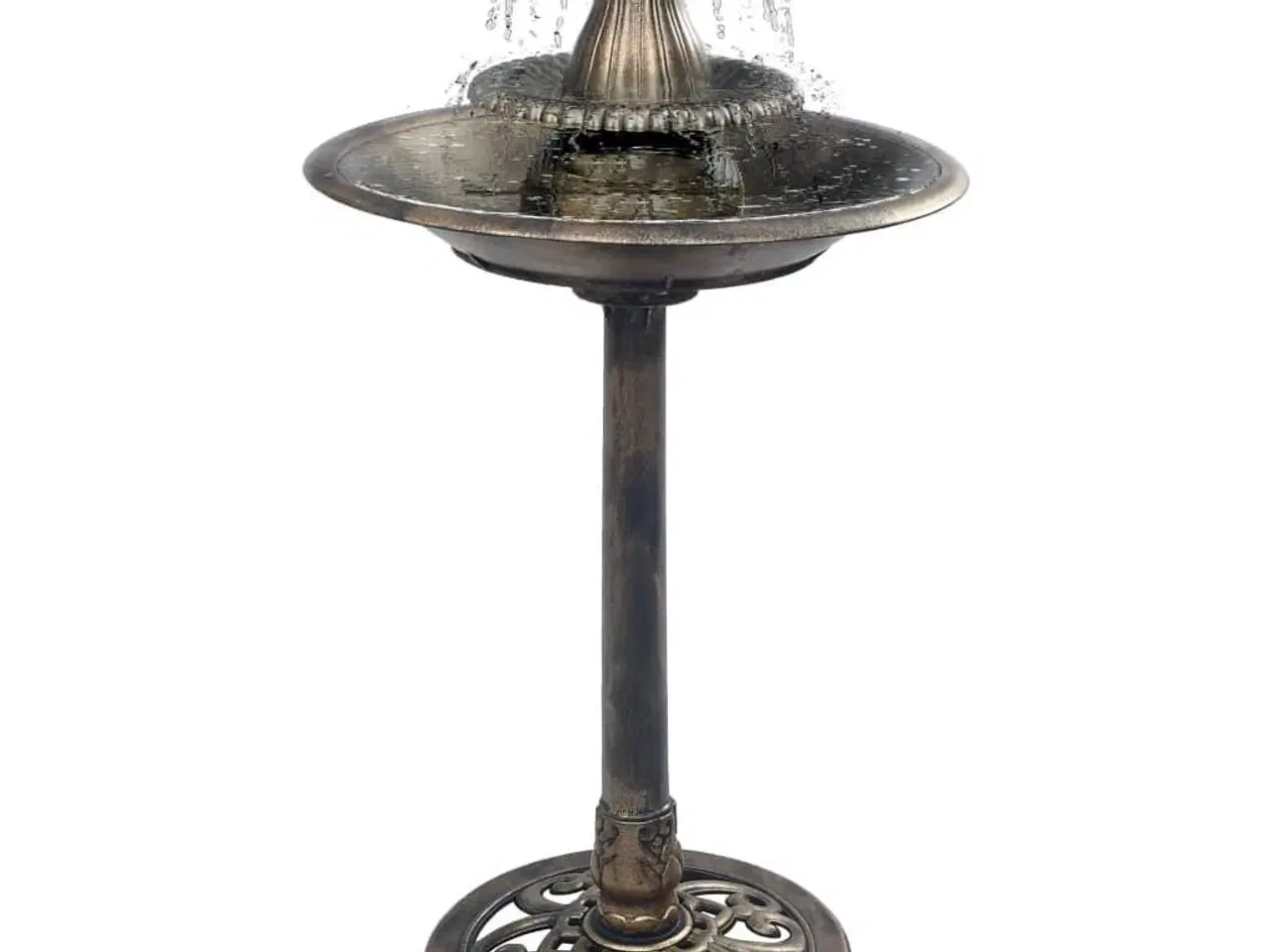 Billede 1 - Fuglebad med springvand 50x91 cm plastik bronzefarvet