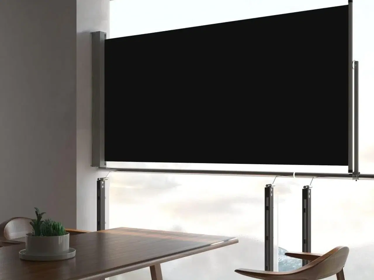 Billede 1 - Sammenrullelig sidemarkise 80x300 cm sort