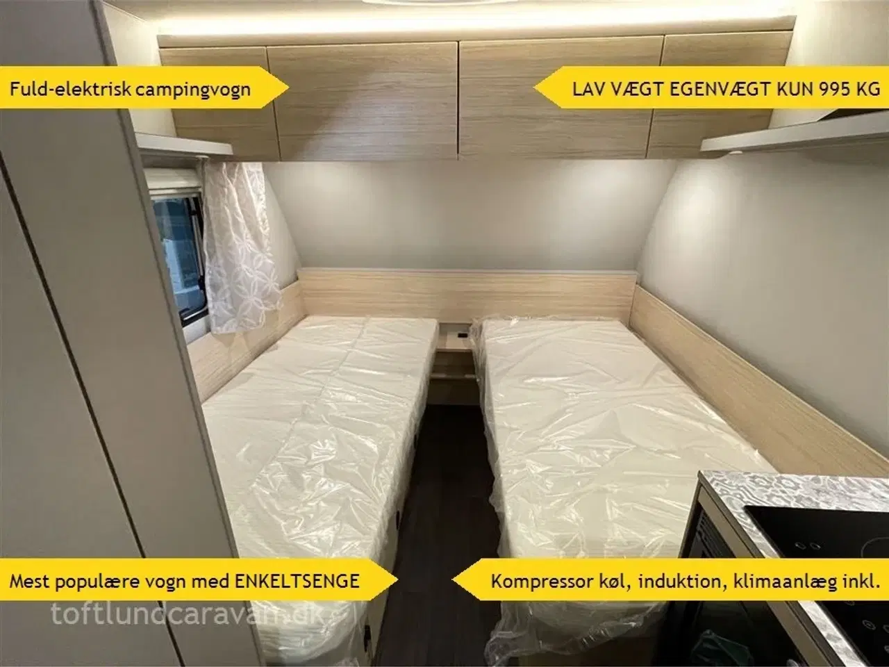 Billede 1 - 2025 - Weinsberg CaraCito 470 EU E-Power   LAV VÆGT. FULDELEKTRISK campingvogn med enkeltsenge. EGENVÆGT KUN 955 KG !!