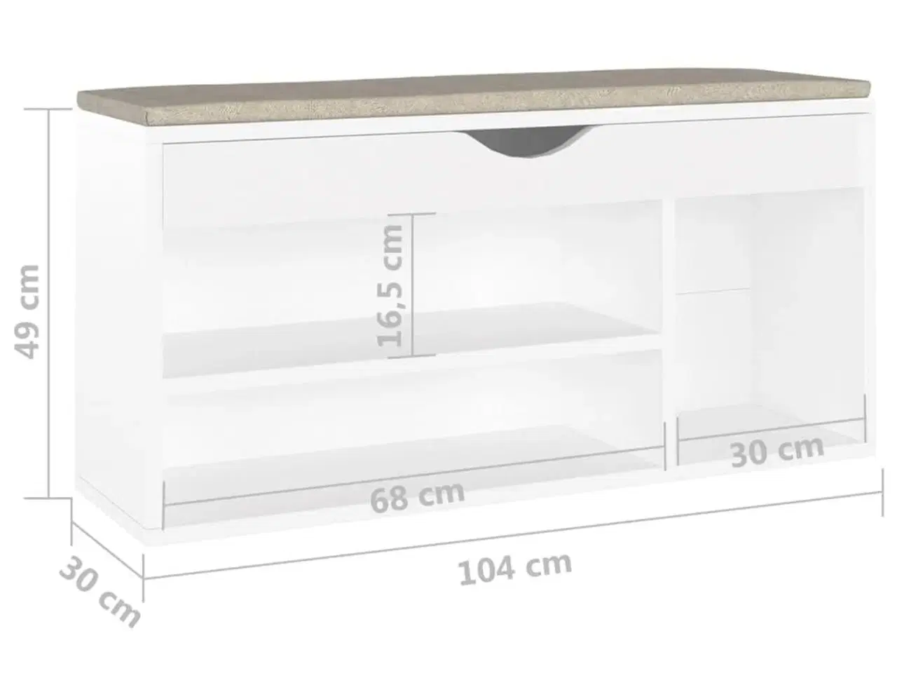 Billede 8 - Skobænk med hynde 104x30x49 cm konstrueret træ hvid