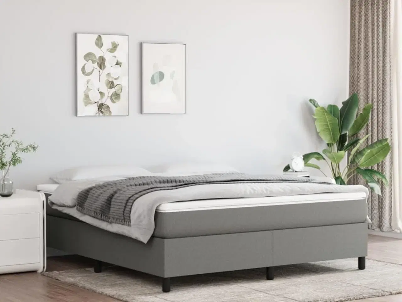 Billede 1 - Kontinentalseng med madras 180x200 cm stof mørkegrå