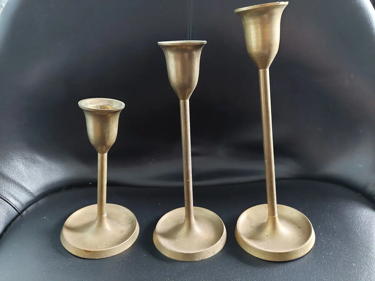Billede 4 - Messing lysestager 3 stk., elegant messing stager