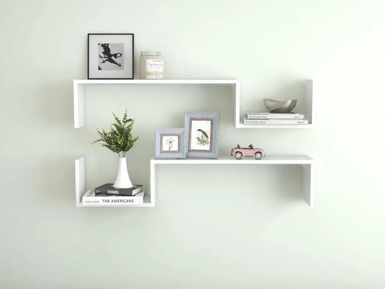 Billede 1 - Væghylder 2 stk. 100x15x20 cm konstrueret træ hvid højglans